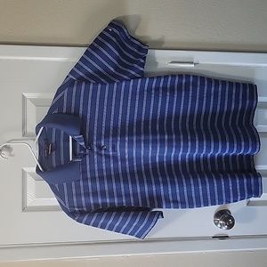 Tiger Woods Blue and White Striped Golf Polo Size L